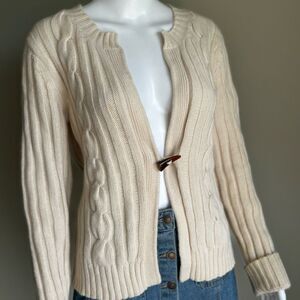 J. McLaughlin Wool Angora Cable Knit Sweater With Tusk Closure